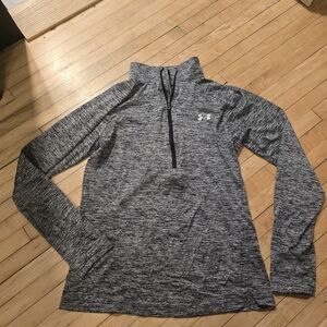 Under Armour Women's Black and White Heathered Quarter-Zip Sweatshirt